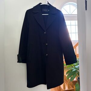 Black Women's Single-Breasted Wool Coat